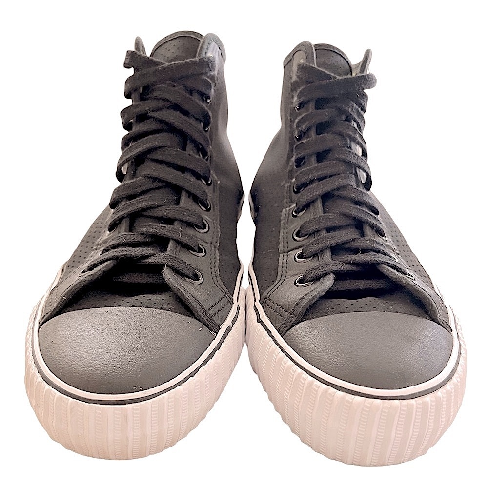 P.F. FLYERS - BLACK WHITE LIME GREEN “CENTER HI 1993” SNEAKERS - Picture 3 of 9